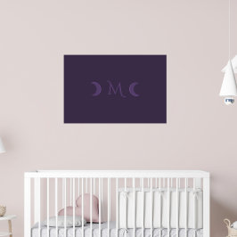 Dusty Violet Crescent Måne Monogram Poster