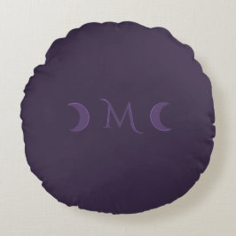 Dusty Violet Crescent Måne Monogram Rund Kudde