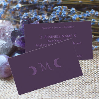 Dusty Violet Crescent Måne Monogram Visitkort