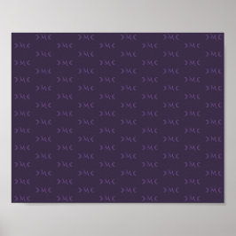 Dusty Violet Monogram Crescent Måne Mönster Poster
