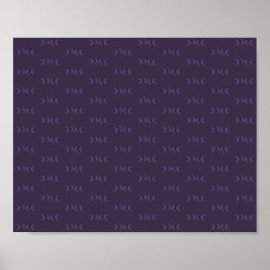 Dusty Violet Monogram Crescent Måne Mönster Poster
