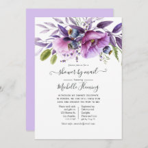 Dusty Violet Poppy Blommigt Baby Shower by Mail