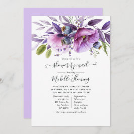 Dusty Violet Poppy Blommigt Baby Shower by Mail Inbjudningar
