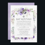 Dusty Violet Watercolor Blommigt Bat mitzvah Inbjudningar<br><div class="desc">bat mitzvah inbjudningar till blommigten i pastellskuggor med anemonblommor,  eukalyptus,  ranunculus och succulents.</div>