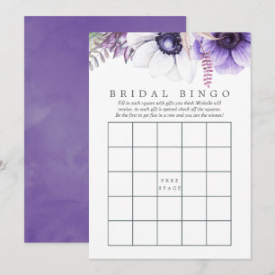 Dusty Violet Watercolor Blommigt Möhippa Bingo Inbjudningar
