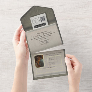 Dusty White Passport Stil alla i en inbjudan