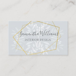 Dustyrblå blommigt och geometrisk visitkort