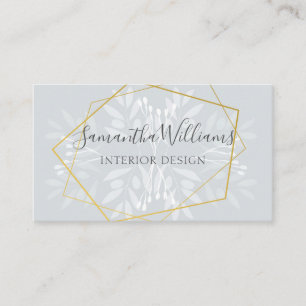 Dustyrblå blommigt och geometrisk visitkort