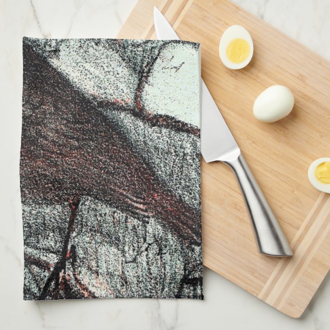 Dutch Art nouveau Robin Bird in Winter Kökshandduk (Vikt i Fjärdedel)