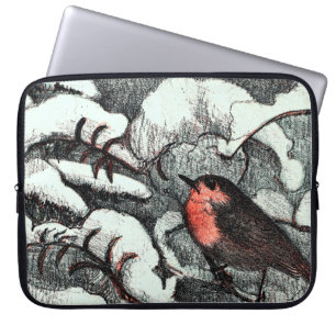 Dutch Art nouveau Robin Bird in Winter Laptop Fodral
