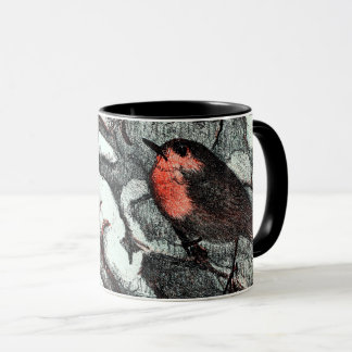 Dutch Art nouveau Robin Bird in Winter Mugg