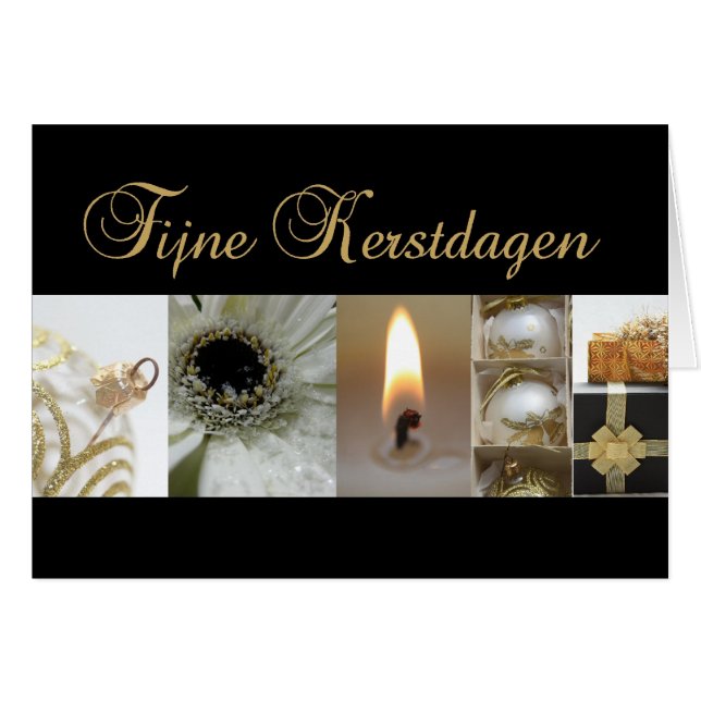 Dutch Black guld christmas-mas-kollage card Hälsningskort (Framsidan Horizontal)