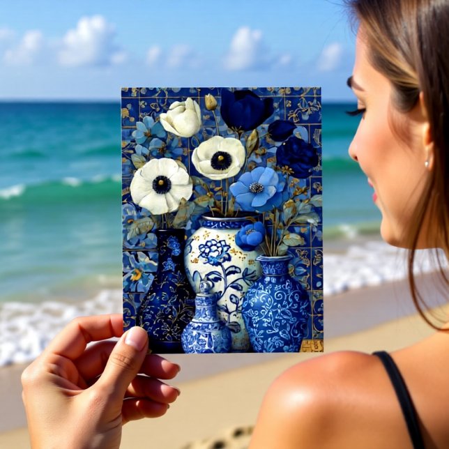 Dutch Blue Floral Still Life Vykort (Skapare uppladdad)