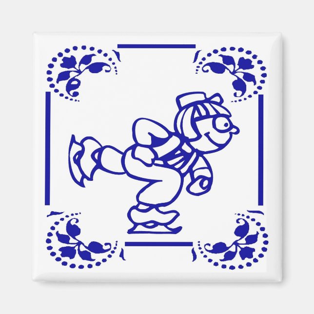 Dutch Boy Ice Skating Magnet (Framsidan)