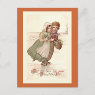 "Dutch Children Skating" julvykort Helg Vykort