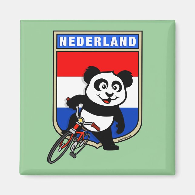 Dutch Cycling Panda Magnet (Framsidan)
