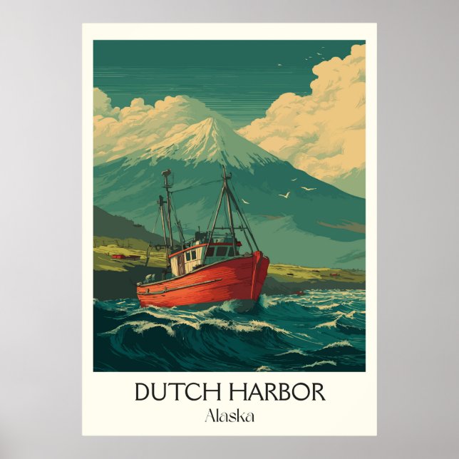 Dutch Harbor Alaska Fiskebåt Poster (Framsidan)