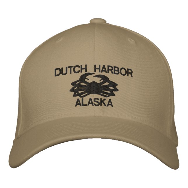 Dutch Harbour Alaska Kung Crab Embroized Hat Broderad Keps (Framsida)