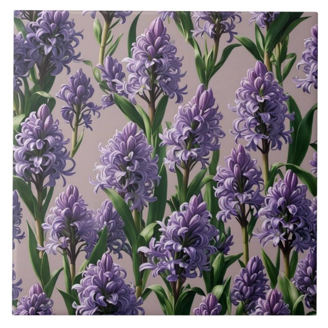 Dutch Hyacint lila blommor Kakelplatta (Framsidan)