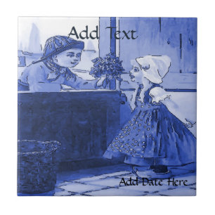 Dutch Kids Flowers Tile, Dutch Watch, Personalize Kakelplatta