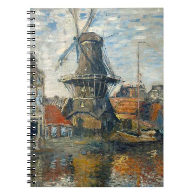 Dutch Kvarn Harbour Impressionist Notebook Anteckningsbok (Framsidan)
