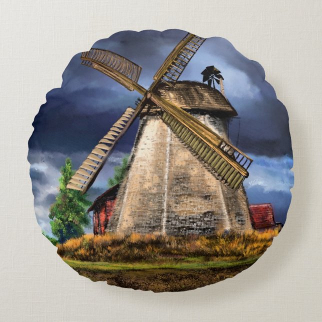 Dutch Kvarn Round Pillow Rund Kudde (Framsidan)