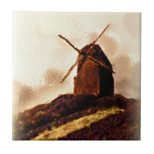 Dutch Kvarn Sepia Painting Kakelplatta