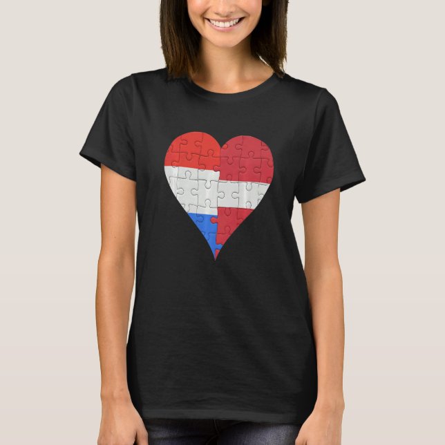 Dutch Letvian Flagga Heart T Shirt (Framsida)