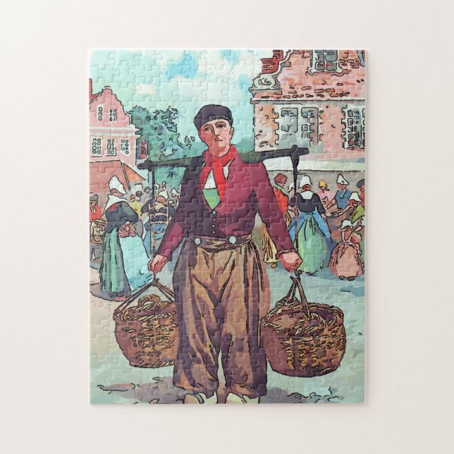 Dutch Man med basket Pussel (Vertikal)