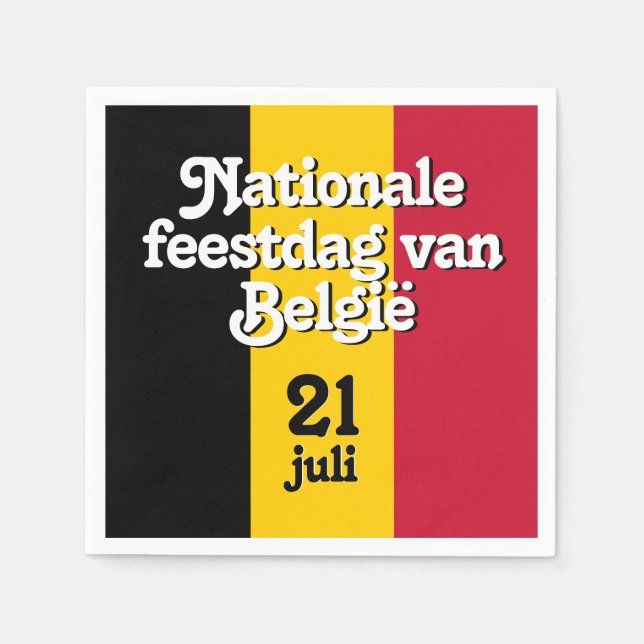 Dutch Nationale feestdag van België belgisk Flagga Pappersservett (Framsidan)