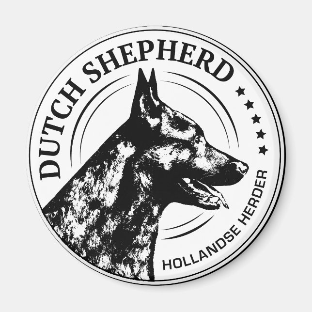 Dutch Shepherd Hund Magnet (Framsidan)