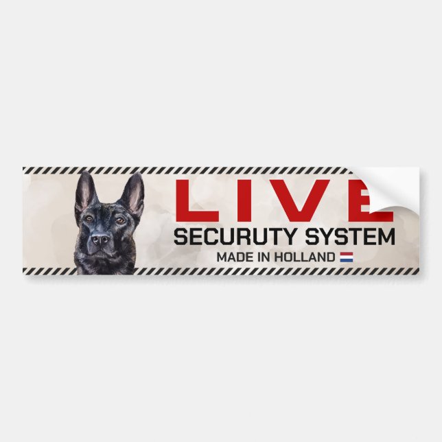 Dutch Shepherd Live Security System Bildekal (Framsidan)