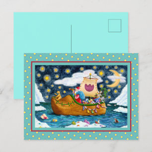DUTCH SHOE SANTA FRAKT, ICEBERGS, WHALE, NALLE HELG VYKORT