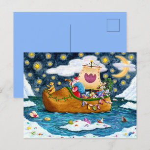 DUTCH SHOE SANTA FRAKT, ICEBERGS, WHALE, NALLE HELG VYKORT