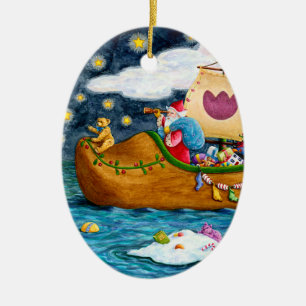 DUTCH SHOE SANTA FRAKT, ICEBERGS, WHALE, NALLE JULGRANSPRYDNAD KERAMIK