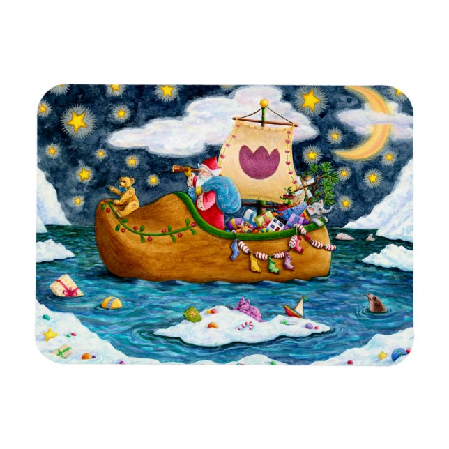 DUTCH SHOE SANTA FRAKT, ICEBERGS, WHALE, NALLE MAGNET (Horisontell)
