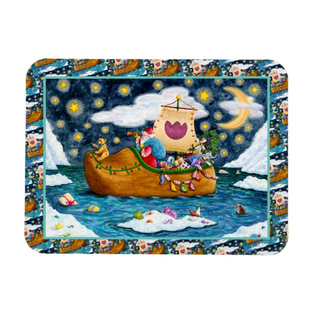 DUTCH SHOE SANTA FRAKT, ICEBERGS, WHALE, NALLE MAGNET (Horisontell)