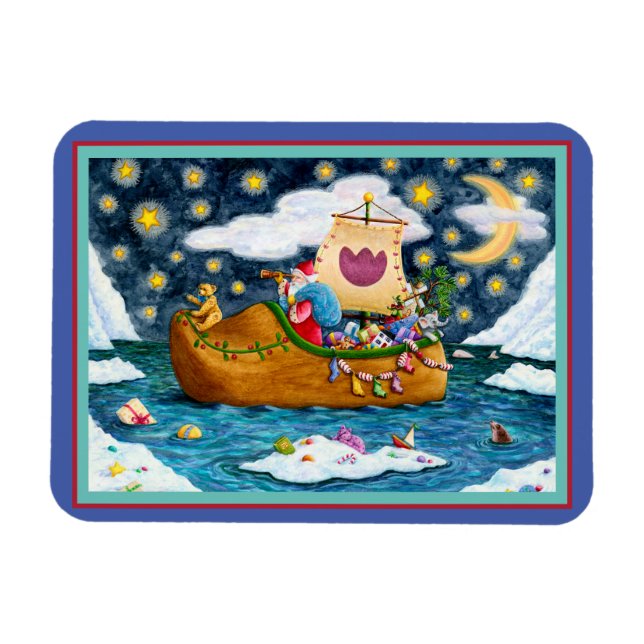 DUTCH SHOE SANTA FRAKT, ICEBERGS, WHALE, NALLE MAGNET (Horisontell)