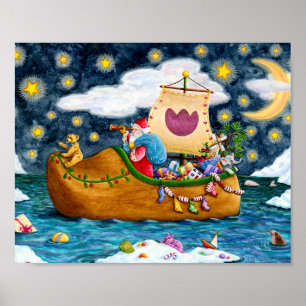 DUTCH SHOE SANTA FRAKT, ICEBERGS, WHALE, NALLE POSTER