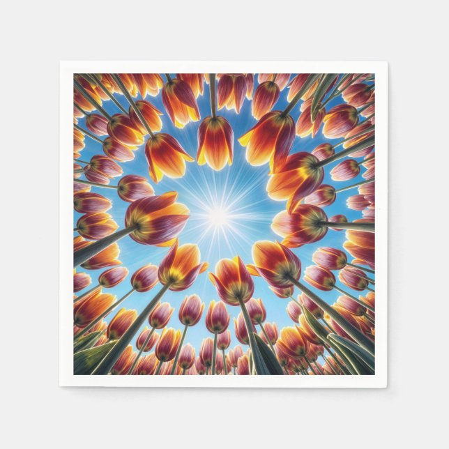 Dutch Tulip Garden in Sunshine Pappersservett (Framsidan)