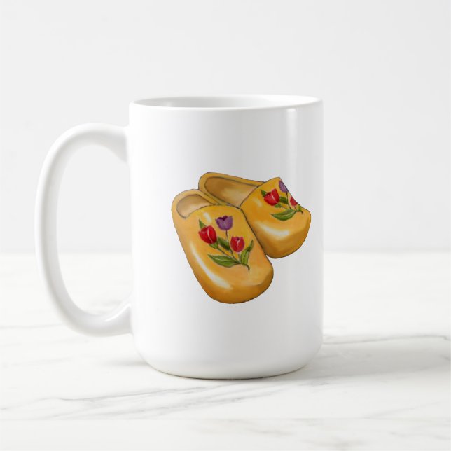 Dutch Wooden Shoes with Tulips, Klompen, Holland Kaffemugg (Vänster)