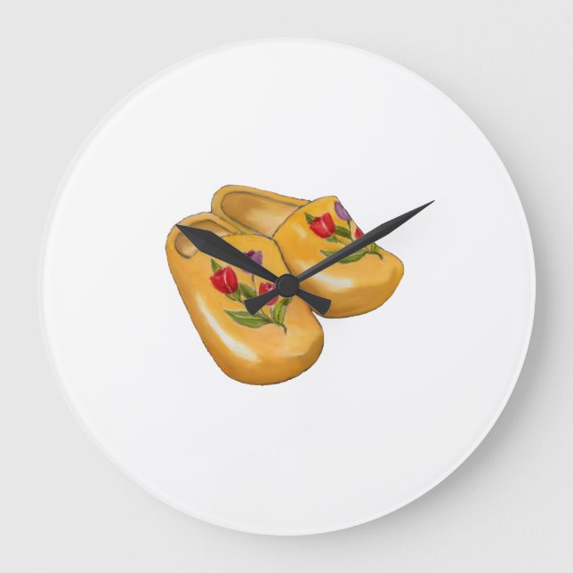 Dutch Wooden Shoes with Tulips, Klompen, Holland Stor Klocka (Framsida)