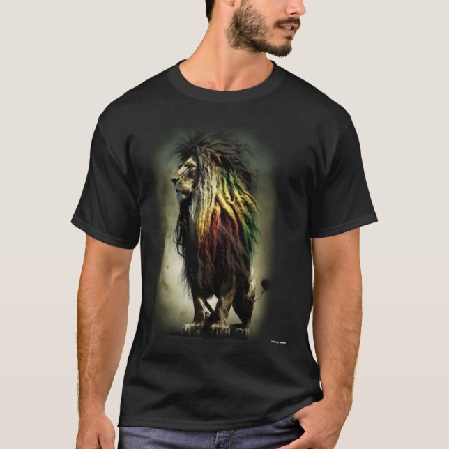 DuttyTees Rasta Lion Three T Shirt (Framsida)