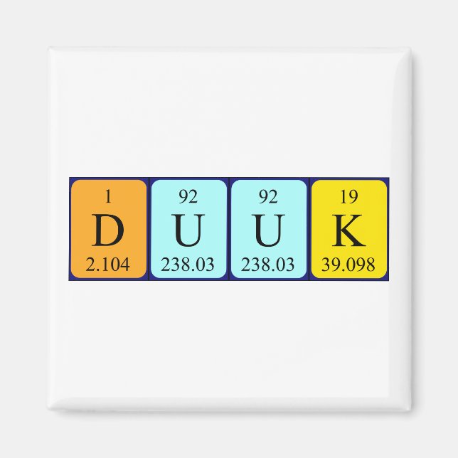 Duuk Periodisk bord namn magnet (Framsidan)
