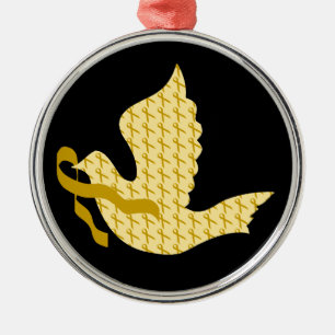 Duva av det guld- bandet för hopp - barndomcancer julgransprydnad metall