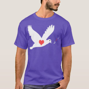 duva med ett rött hjärta som sjunger 2 t shirt
