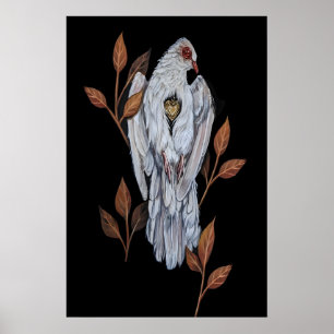 Duva med hjärta av guld 5x7 tum till 8x10 tum poster