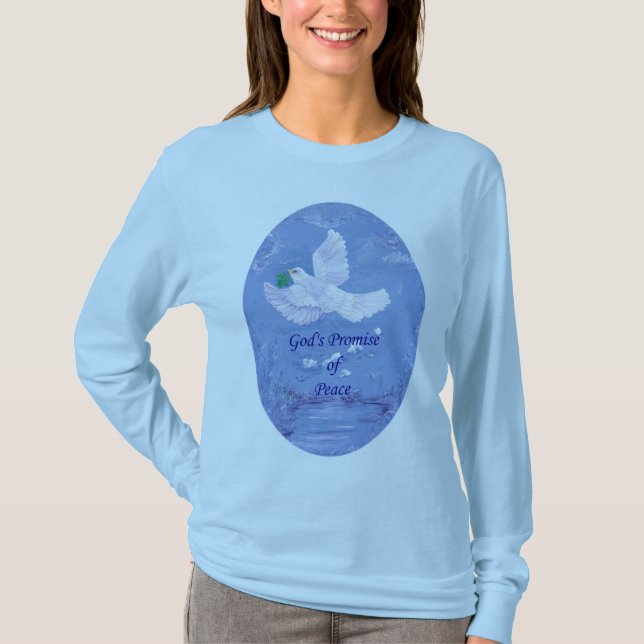 Duva med olivgrön gren t-shirt (Framsida)