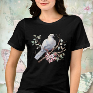 Duva och blommig hjärta t shirt