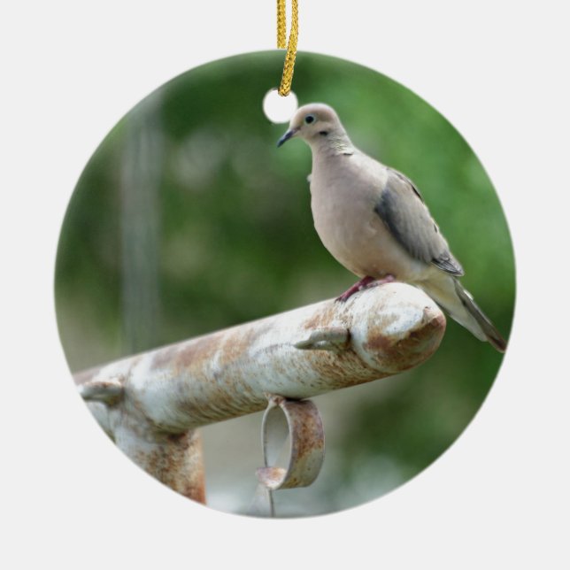 Duva på en posta julgransprydnad keramik (Framsidan)
